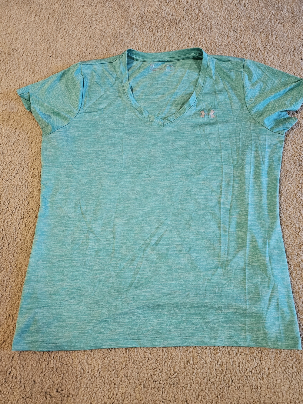 Under Armour Women's Teal V-Neck Performance Tee with Subtle Logo